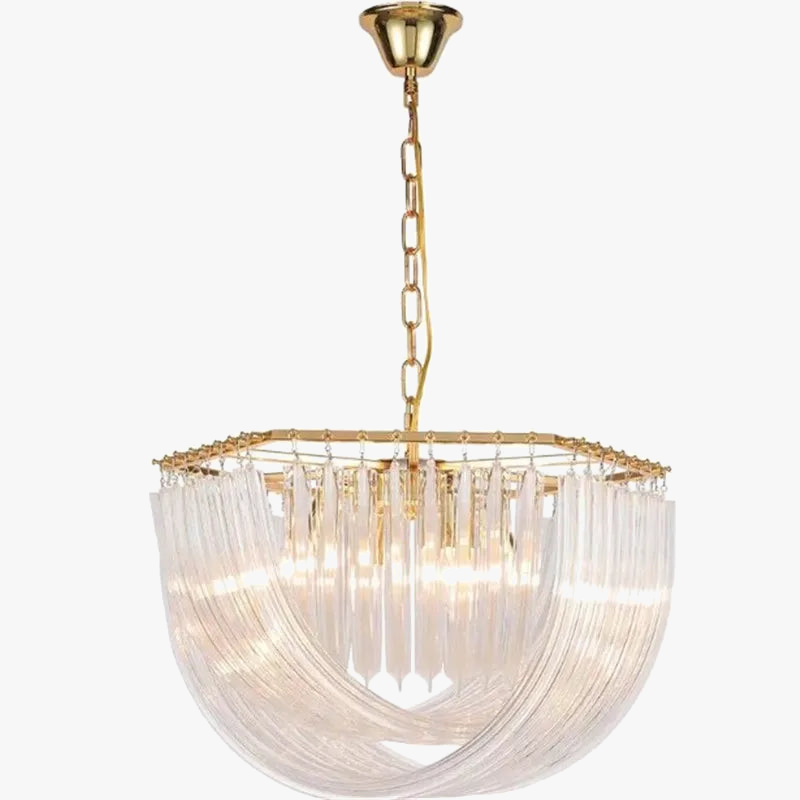 lustre suspendu en tube de verre courbé moderne