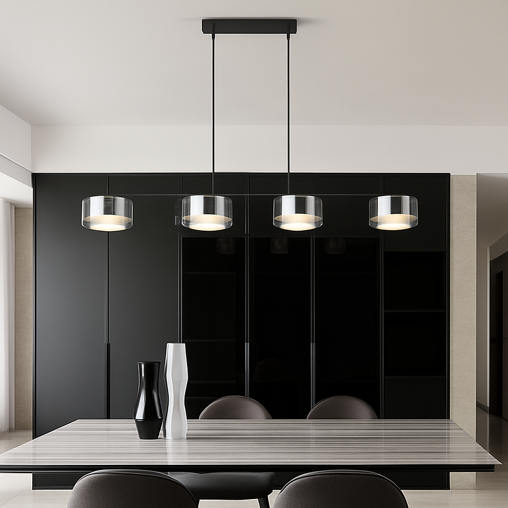 lustre suspendu en verre avec gradation réglable pour divers espaces