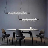 lustre suspendu en verre avec lumières led pour décoration moderne