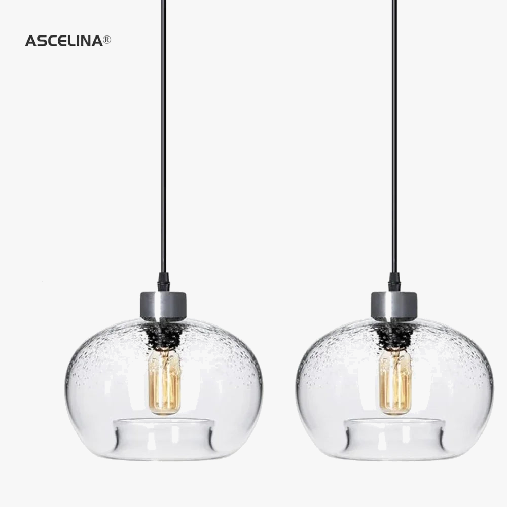 lustre suspendu en verre vintage avec bulles d'air
