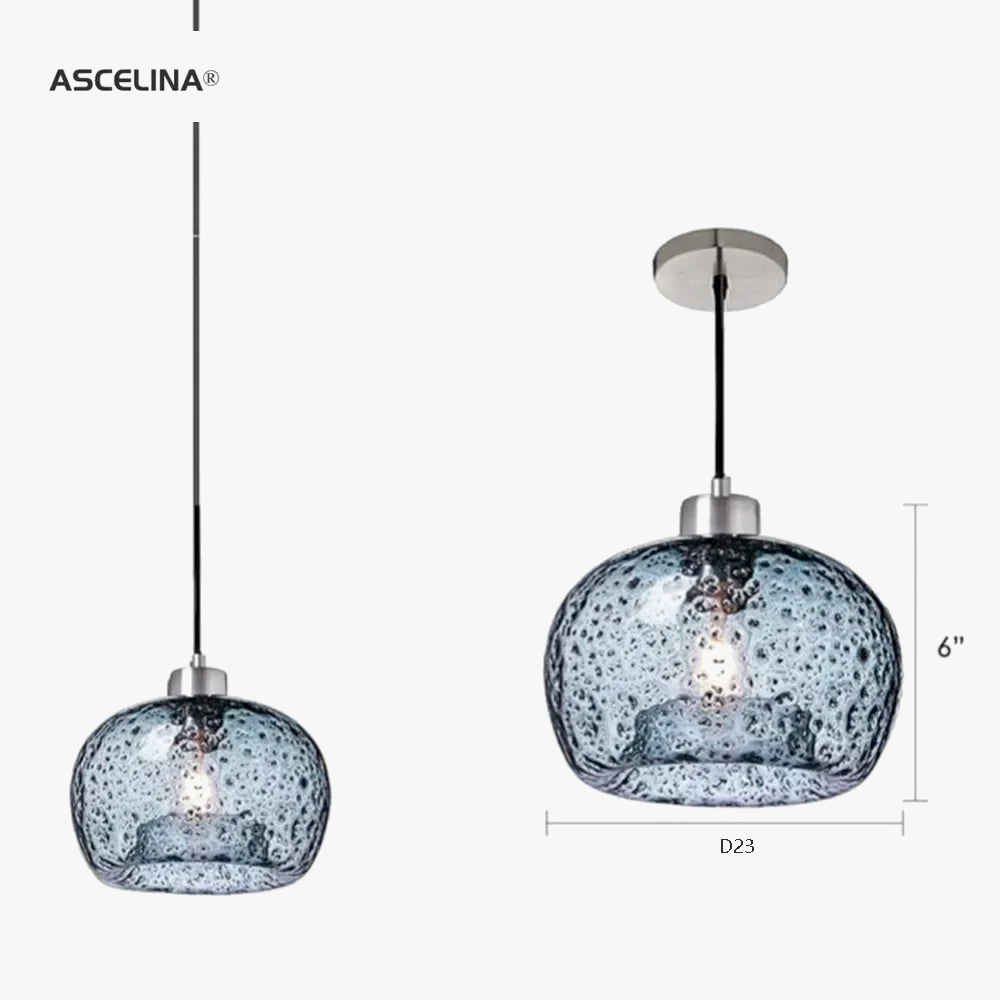 lustre suspendu en verre vintage avec bulles d'air