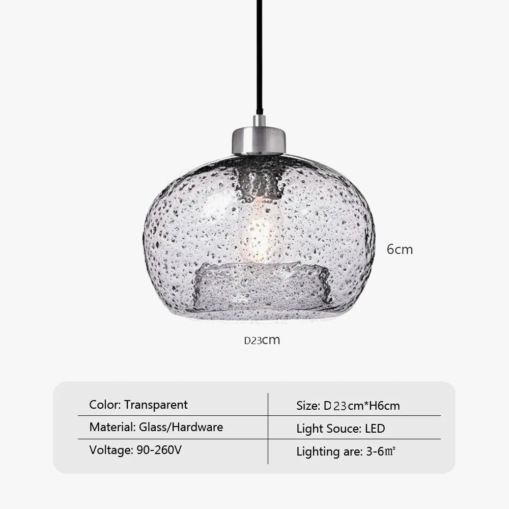 lustre suspendu en verre vintage avec bulles d'air