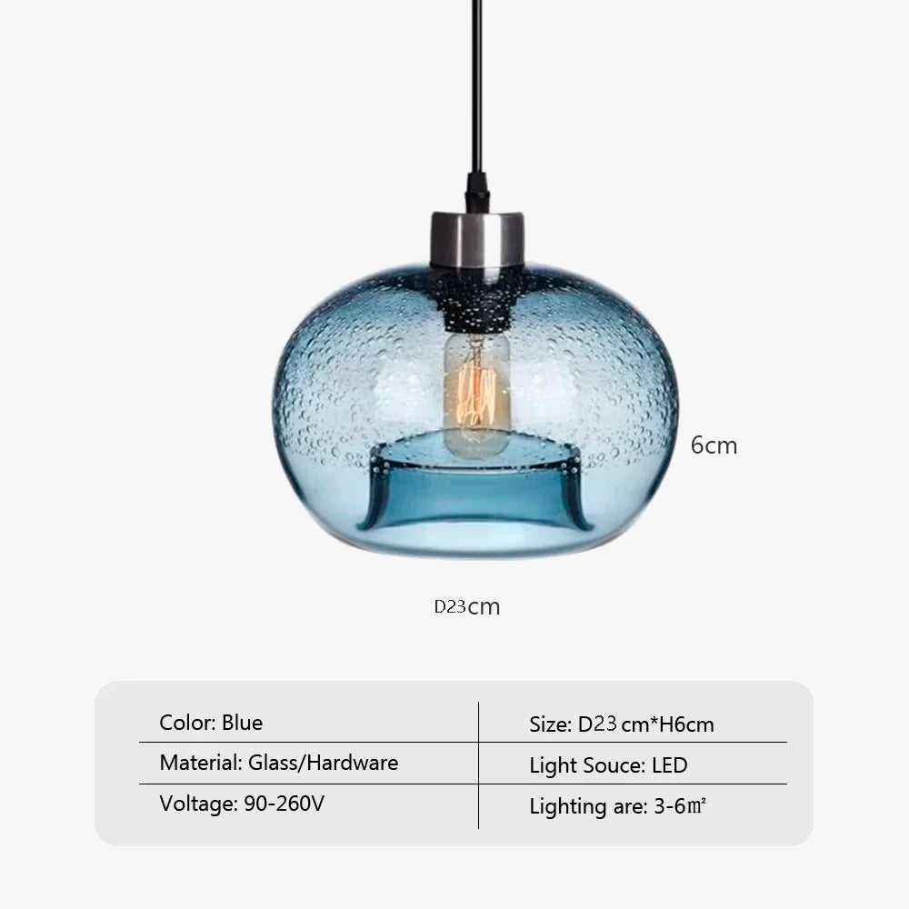 lustre suspendu en verre vintage avec bulles d'air