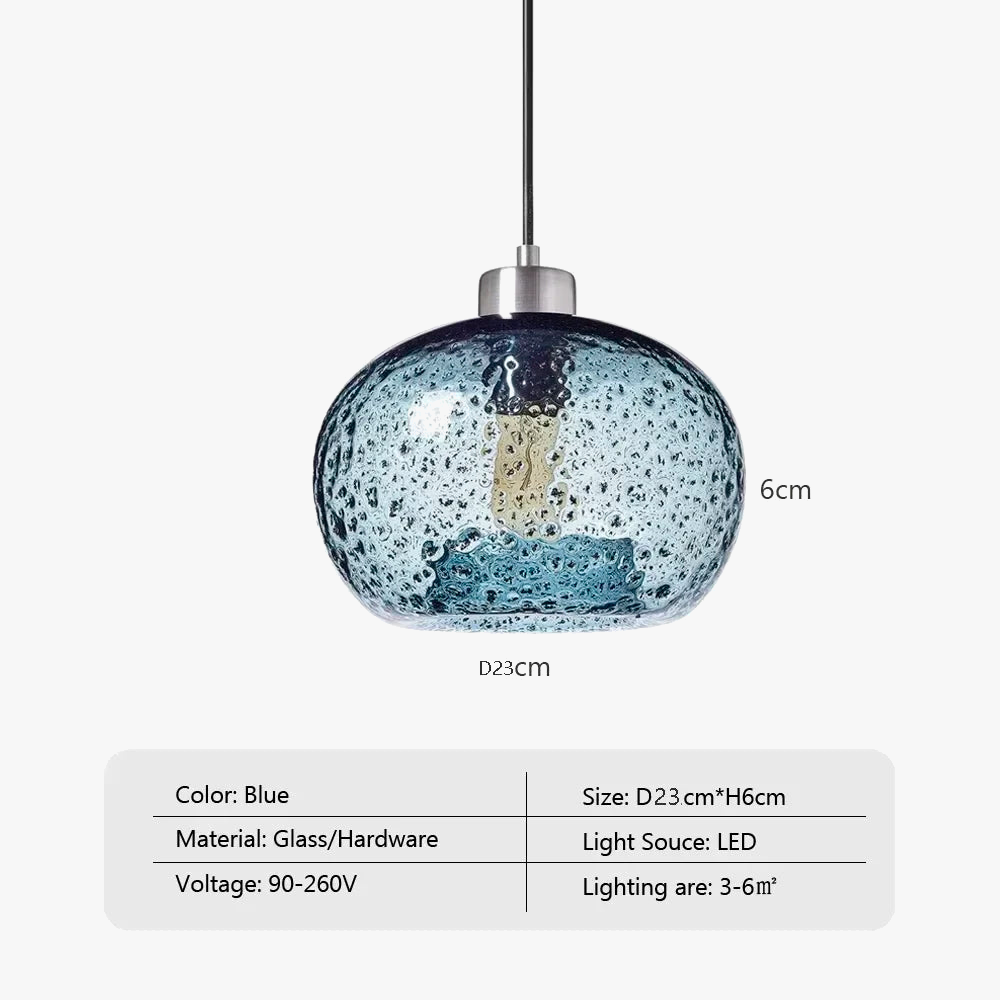 lustre suspendu en verre vintage avec bulles d'air