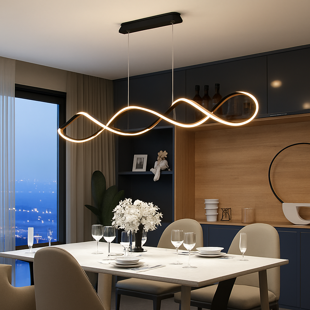 lustre suspendu led design nordique spirale intensité variable