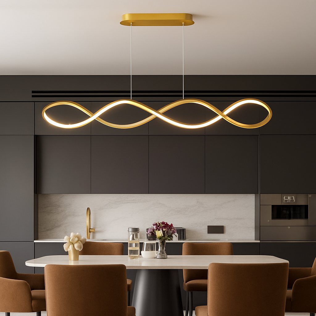 lustre suspendu led design nordique spirale intensité variable