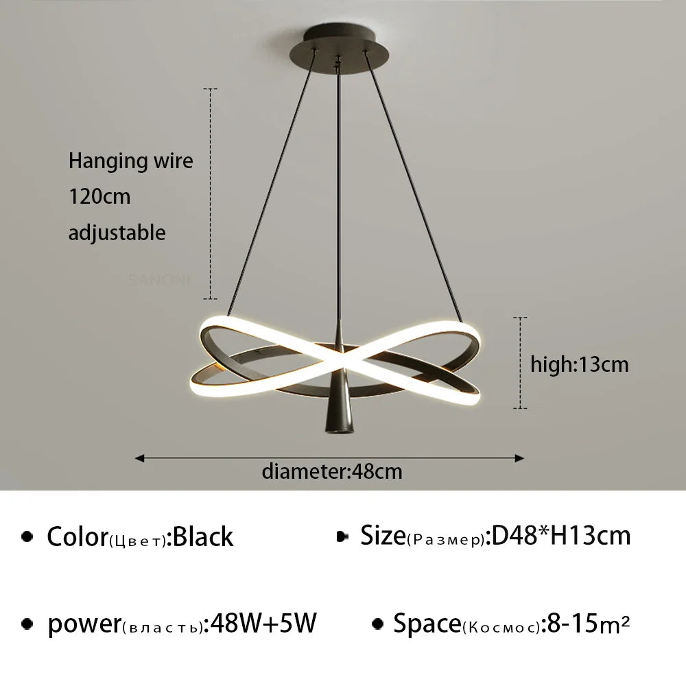 lustre suspendu à led moderne pour décoration intérieure élégante