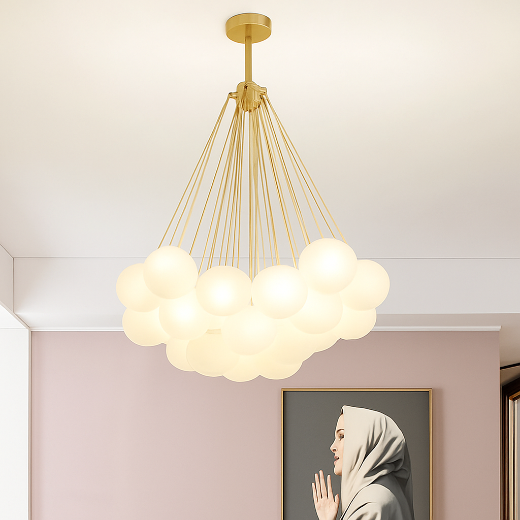 lustre suspendu moderne en verre pour décoration intérieure