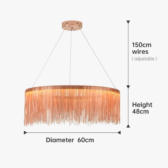 lustre suspendu à pampilles led avec intensité variable et télécommande