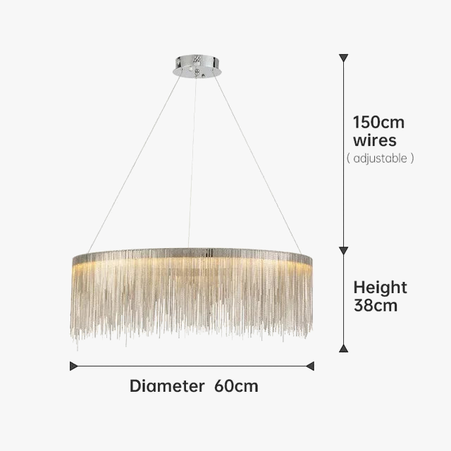 lustre suspendu à pampilles led avec intensité variable et télécommande