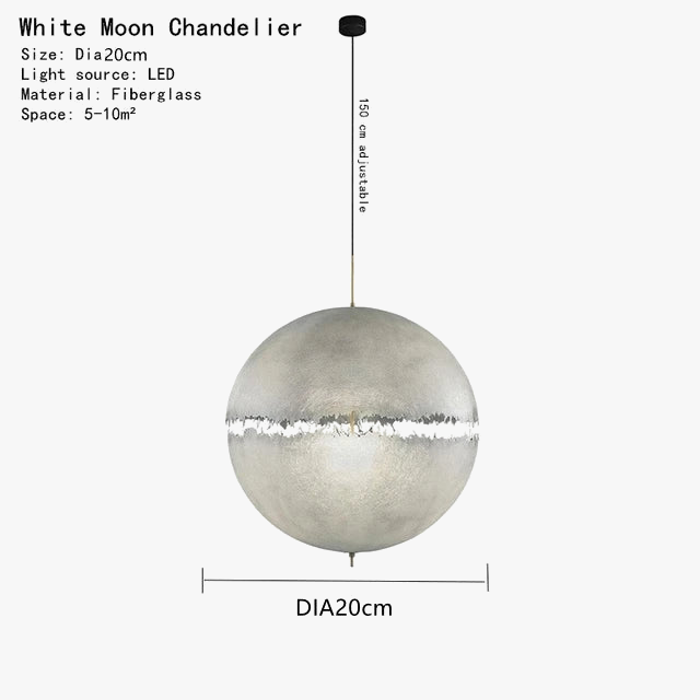 Suspension design italien forme lune éclairage led haut de gamme