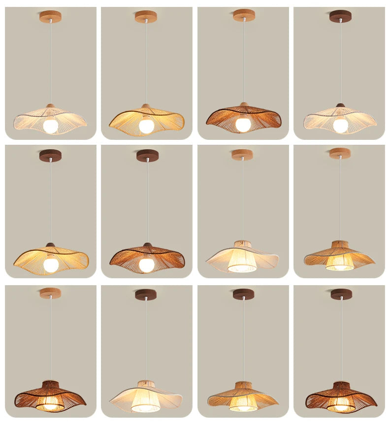 lustre suspendu wabi-sabi en corde de chanvre