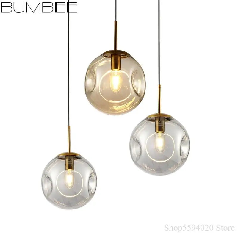 lustre suspension industriel simple boule verre moderne nordique