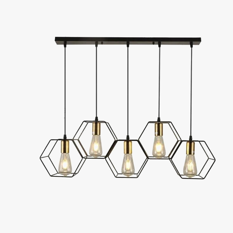 lustre à têtes multiples en fer forgé avec câble réglable