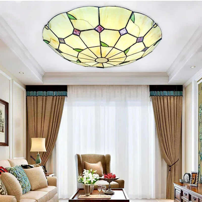 lustre tiffany méditerranéen bohème vitrail pour décoration intérieure
