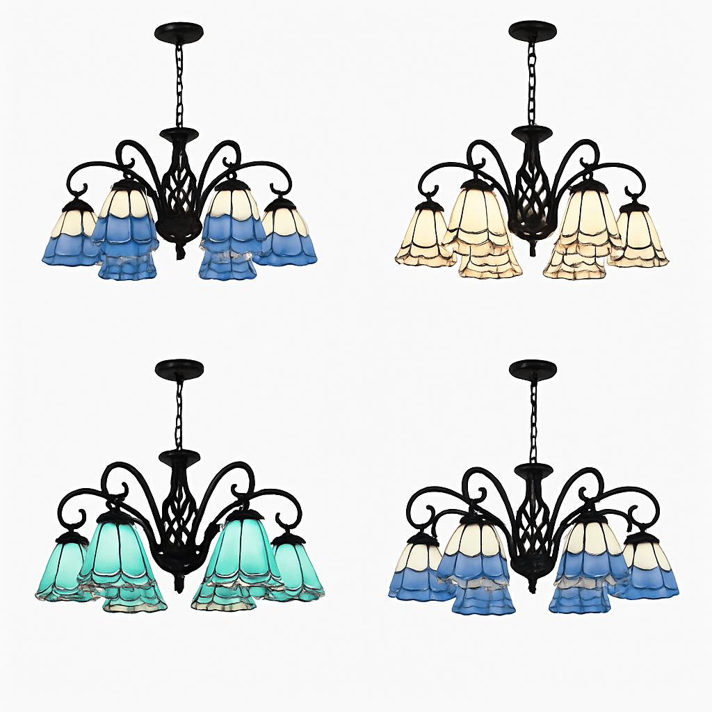lustre tiffany méditerranéen en verre teinté pour décoration intérieure