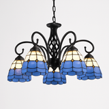 Lustre tiffany méditerranéen en verre teinté pour décoration intérieure