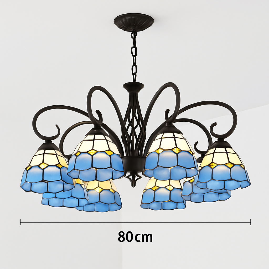 lustre tiffany méditerranéen en verre teinté pour décoration intérieure