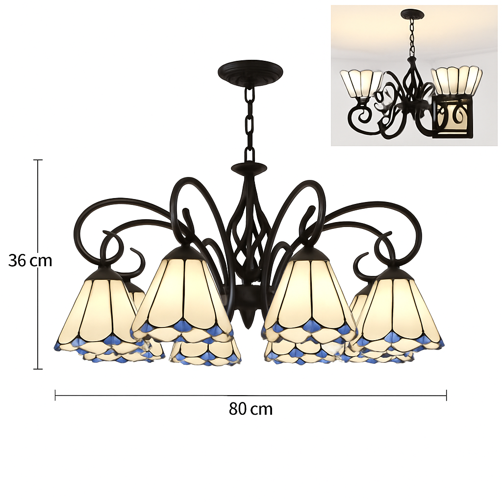 lustre tiffany méditerranéen en verre teinté pour décoration intérieure