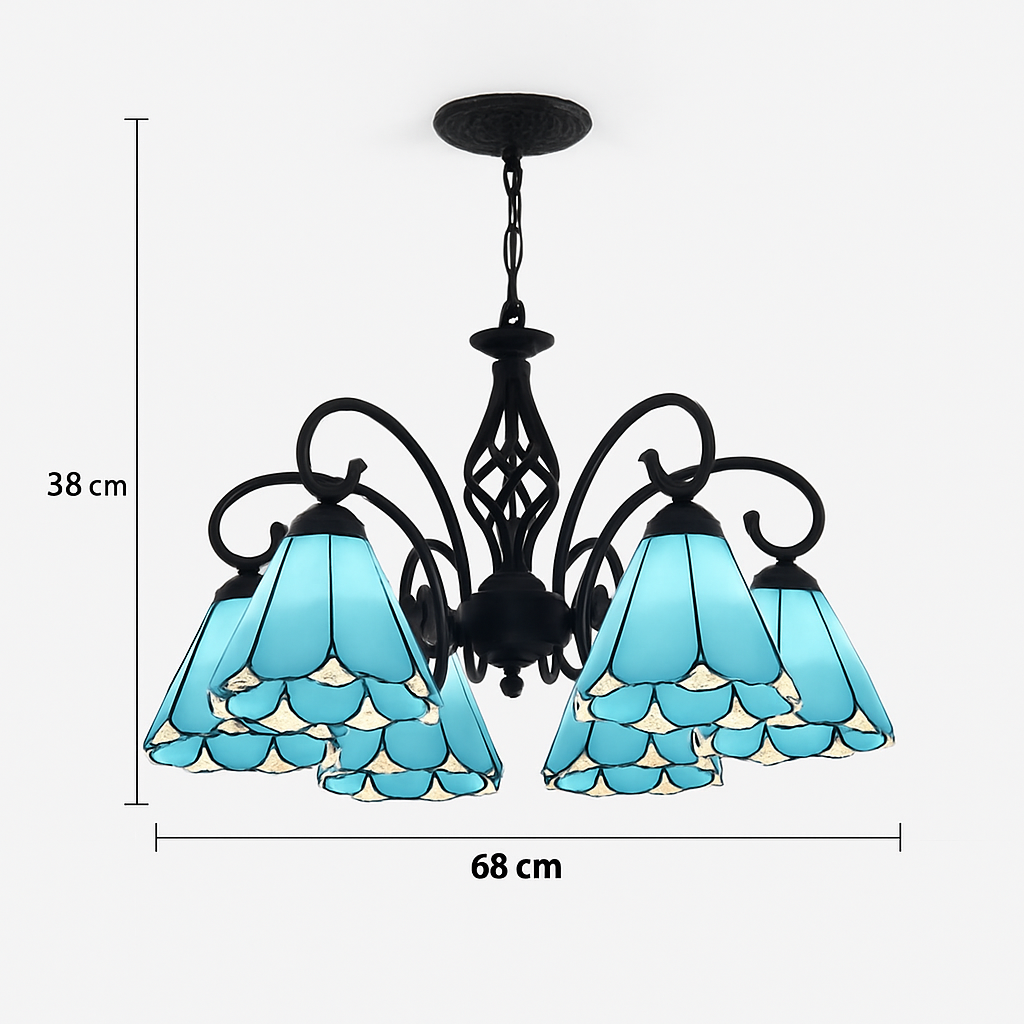 lustre tiffany méditerranéen en verre teinté pour décoration intérieure