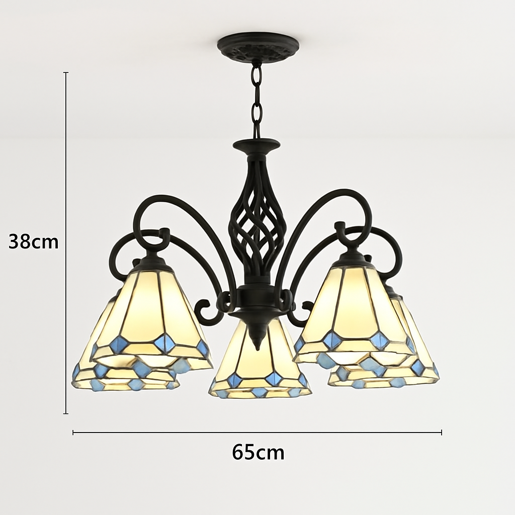 lustre tiffany méditerranéen en verre teinté pour décoration intérieure