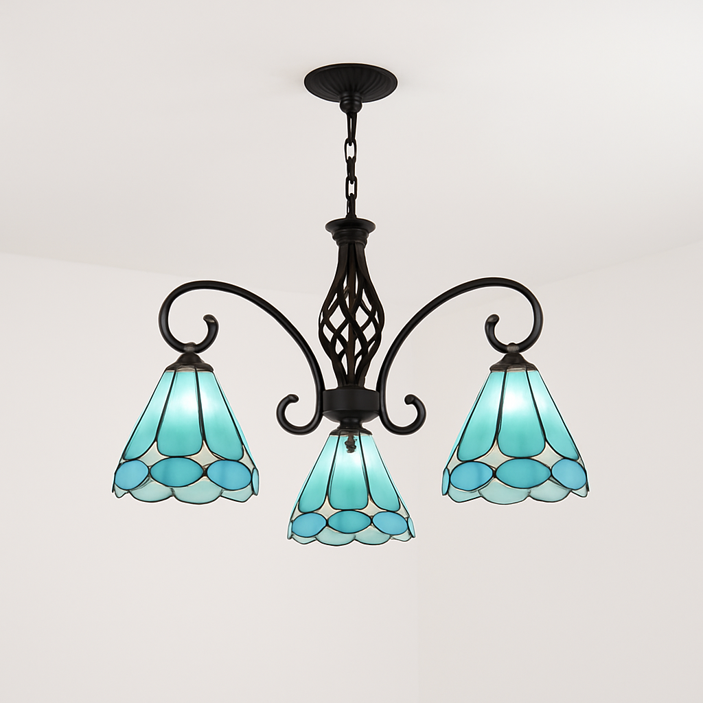 lustre tiffany méditerranéen en verre teinté pour décoration intérieure