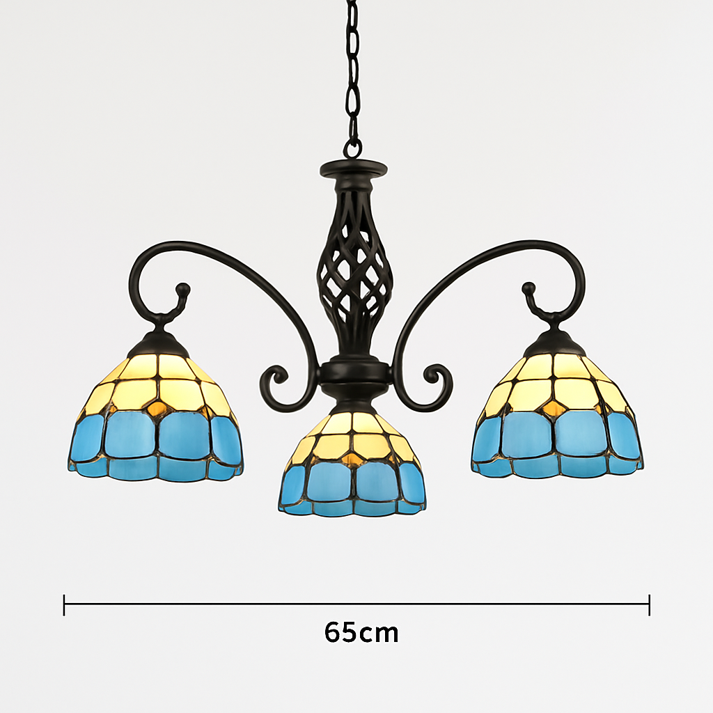 lustre tiffany méditerranéen en verre teinté pour décoration intérieure