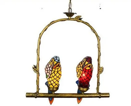 lustre tiffany vitrail lumineux oiseau perroquet design élégant intérieur