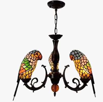 lustre tiffany vitrail lumineux oiseau perroquet design élégant intérieur