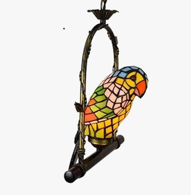 lustre tiffany vitrail lumineux oiseau perroquet design élégant intérieur