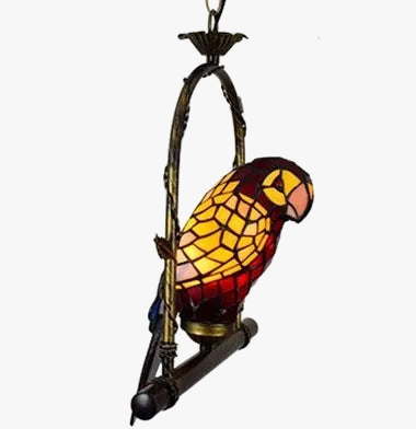 lustre tiffany vitrail lumineux oiseau perroquet design élégant intérieur