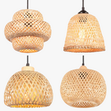 lustre tissé à la main en bambou avec led intégrée