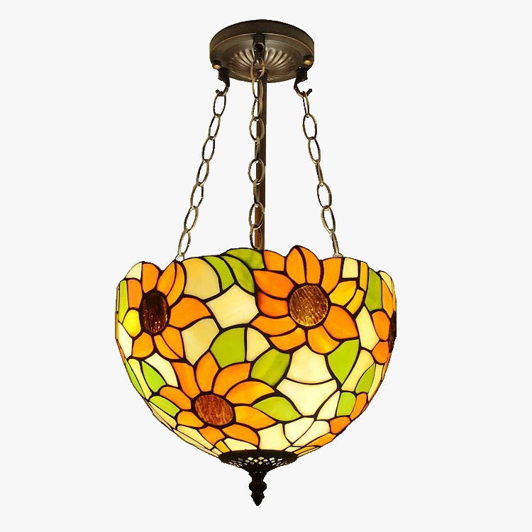 lustre tournesols en verre tiffany pour décoration rétro