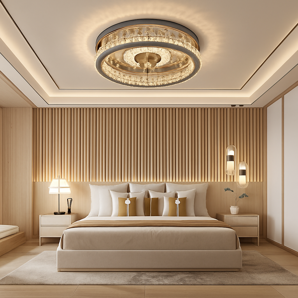 lustre ventilateur de plafond avec lumières et télécommande dimmable
