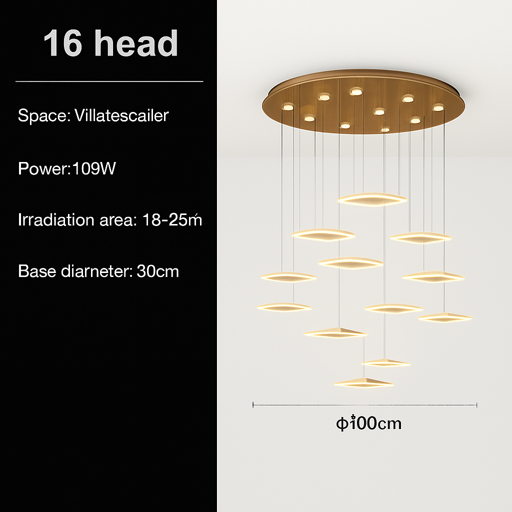 Lustre Villa Moderne Minimaliste Luxe Créatif Tournant Escalier Long