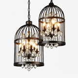 lustre vintage cage à oiseaux en cristal pour bars et restaurants