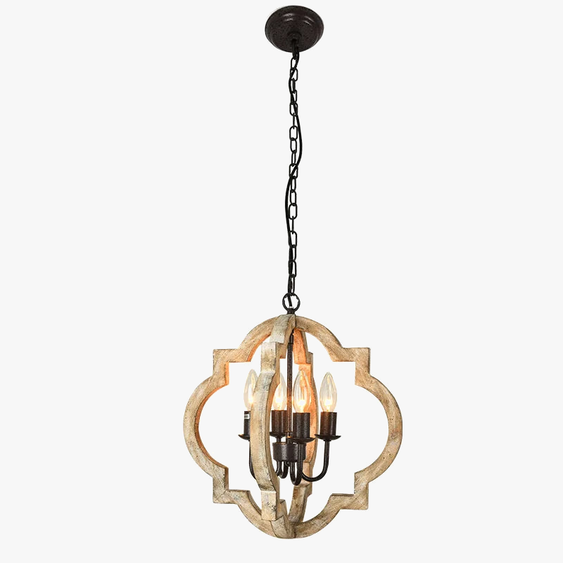 lustre vintage en bois ancien style industriel pour intérieur