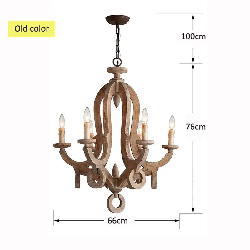 lustre vintage en bois massif style américain pour divers espaces
