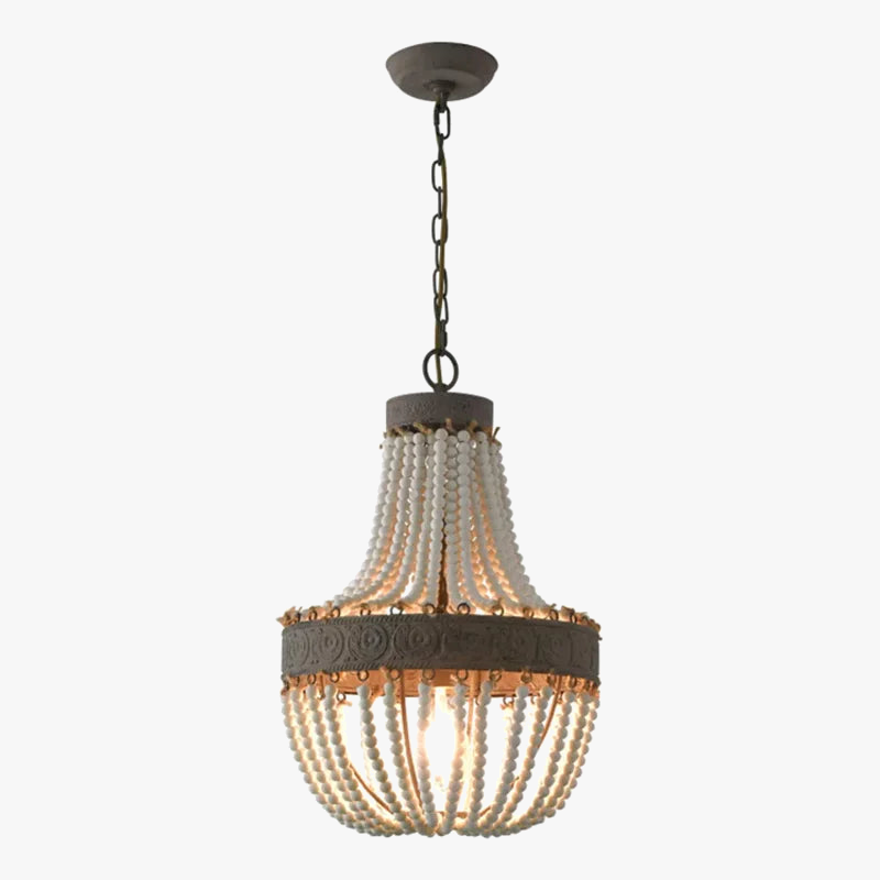 lustre vintage en bois perle style campagne américaine