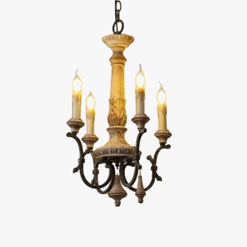 lustre vintage en bois sculpté pour un éclairage élégant à la maison