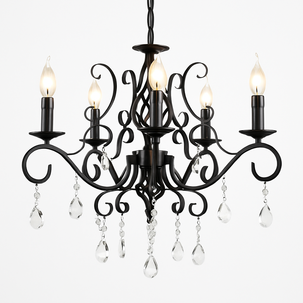 lustre vintage en cristal et fer forgé pour un éclairage élégant