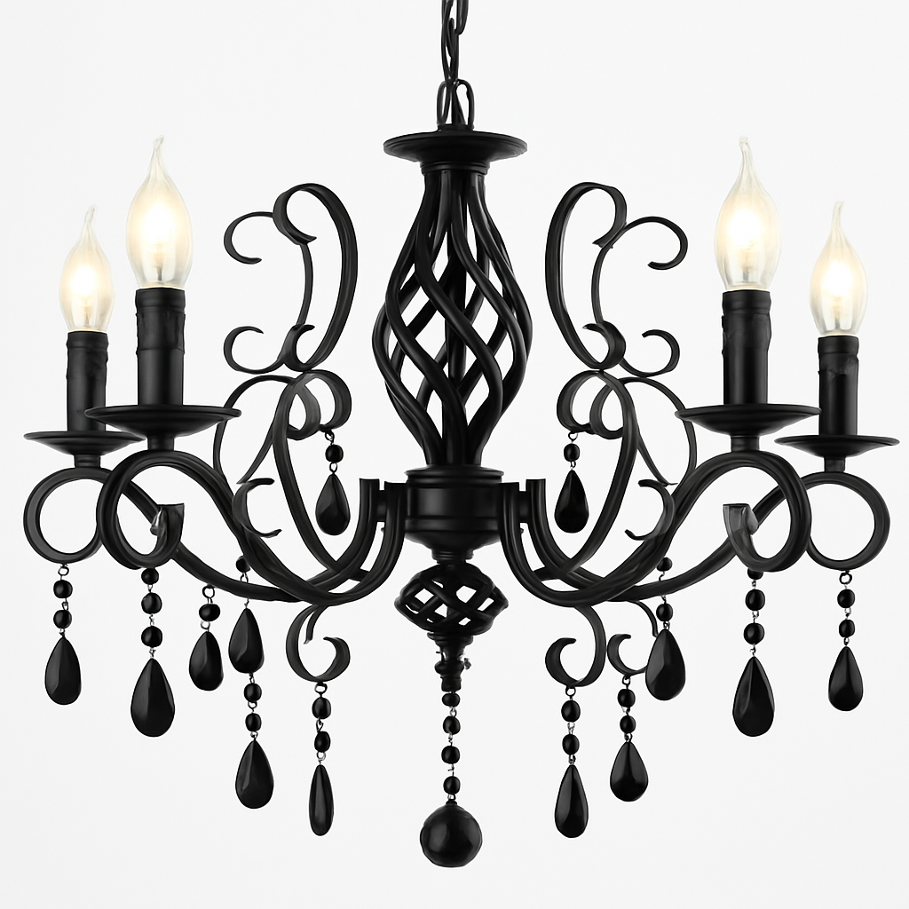 lustre vintage en cristal et fer forgé pour un éclairage élégant