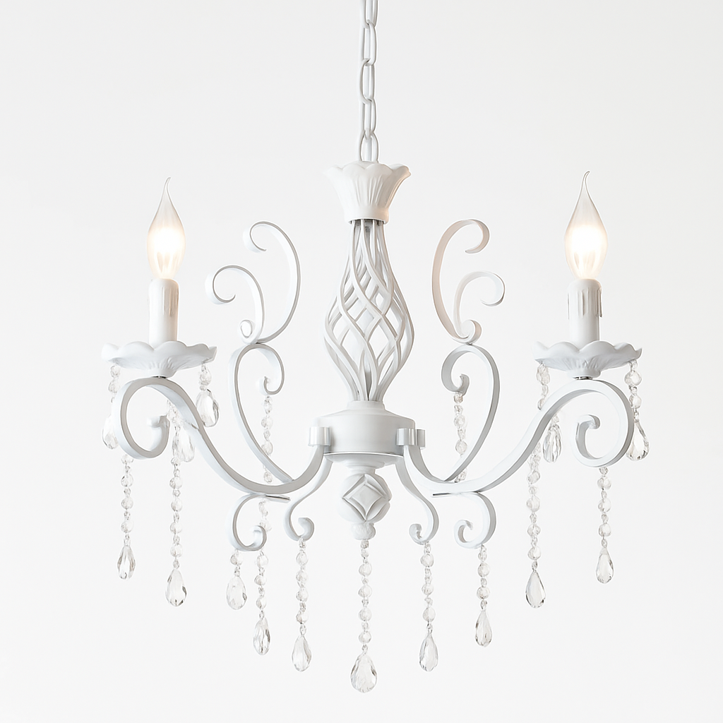 lustre vintage en cristal et fer forgé pour un éclairage élégant
