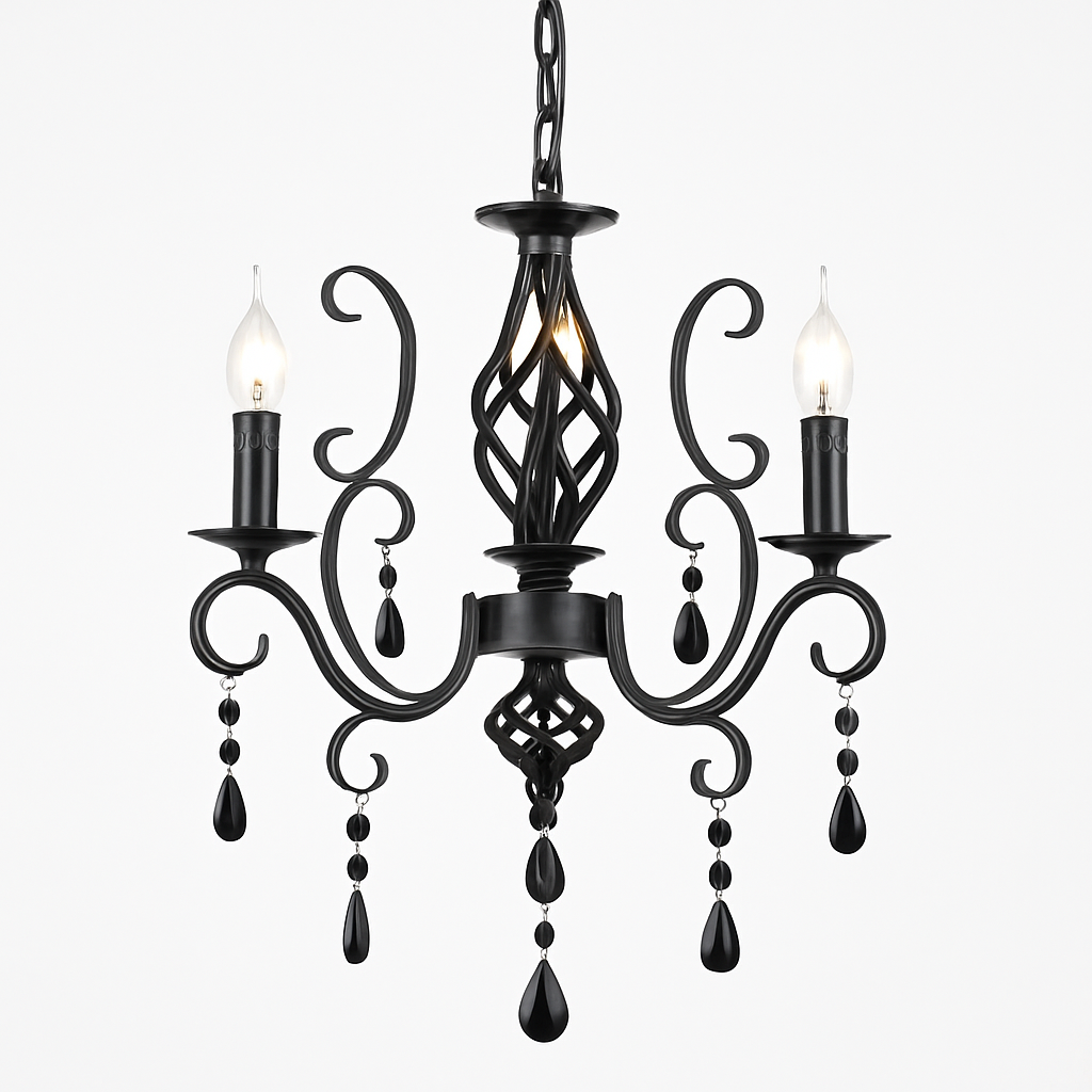 lustre vintage en cristal et fer forgé pour un éclairage élégant
