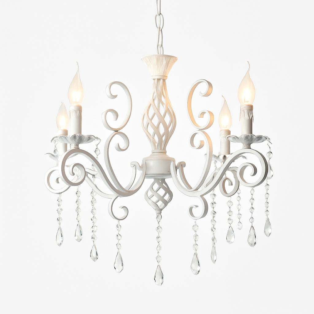 lustre vintage en cristal et fer forgé pour un éclairage élégant