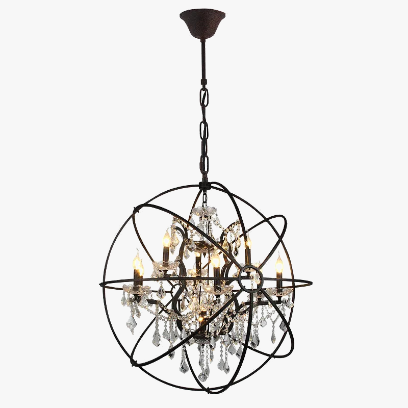 lustre vintage en cristal style cage à oiseaux éclairage led rétro