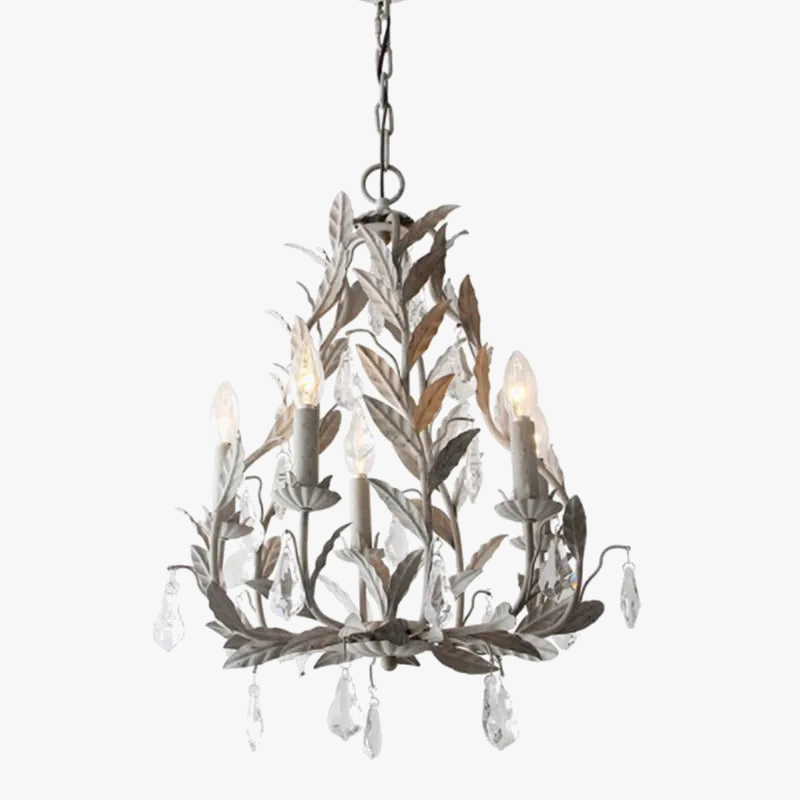 lustre vintage en fer forgé et cristal pour un éclairage rétro