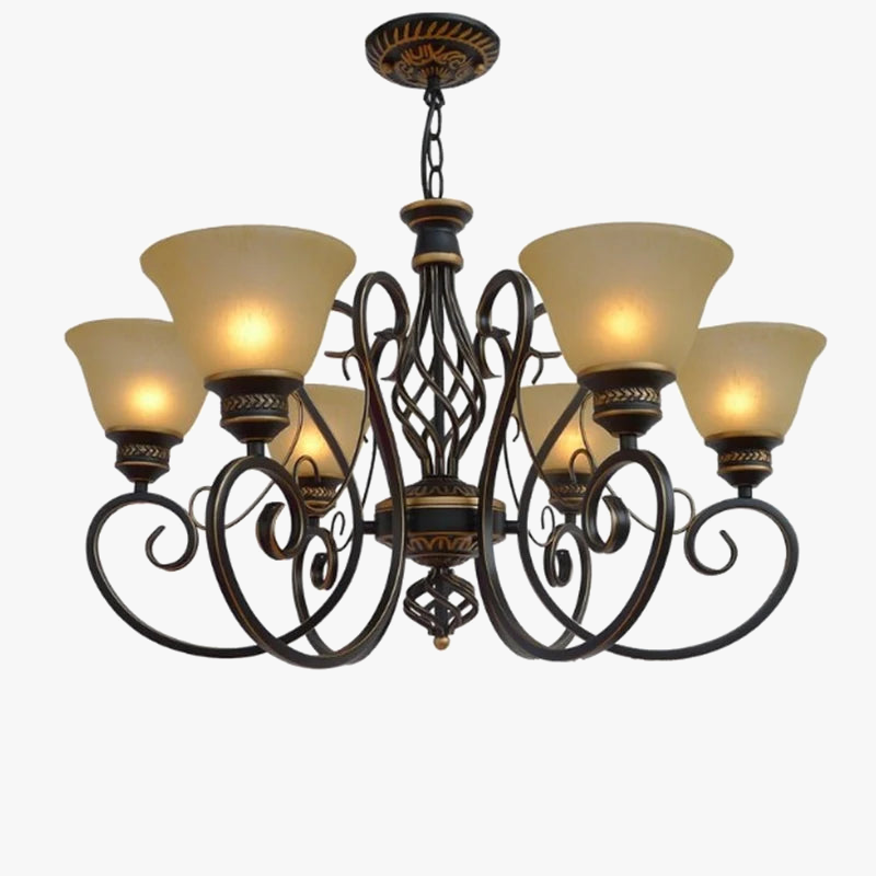lustre vintage en fer forgé style européen éclairage rétro