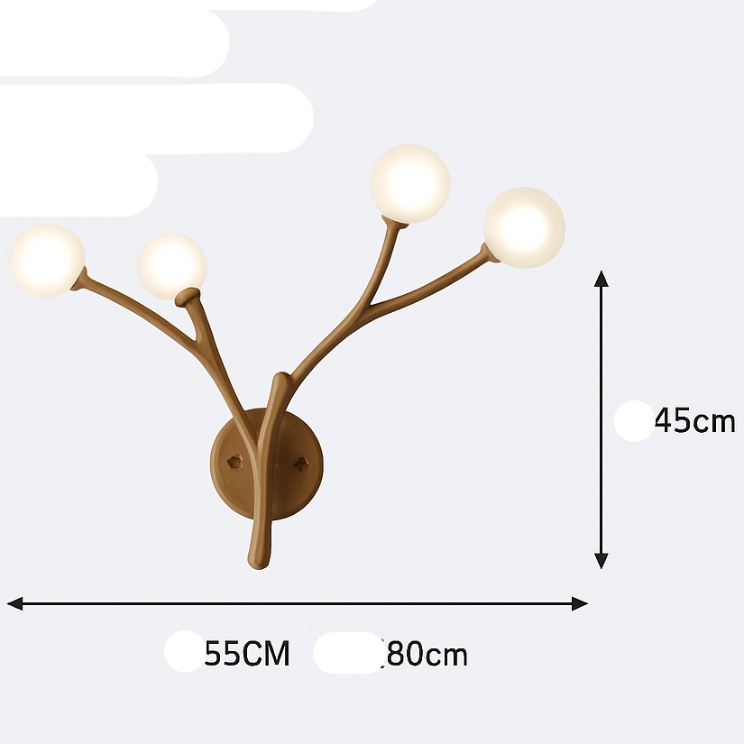lustre vintage en résine avec branches d'arbre led