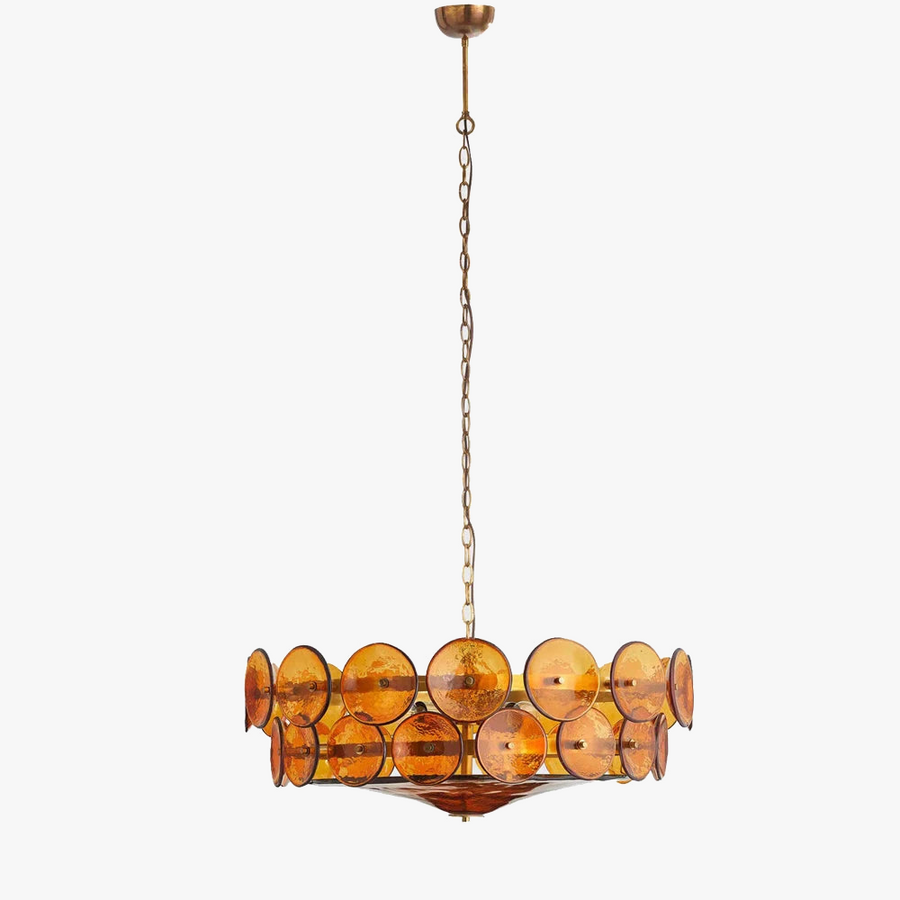 lustre vintage en verre ambré pour décoration intérieure